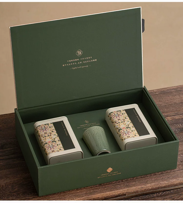 Set quà tặng trà xanh thượng hạng kèm hũ đựng gốm sứ cao cấp