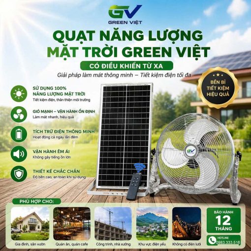 Quạt tích điện mặt trời EU-16 khung kim loại quai xách cơ động