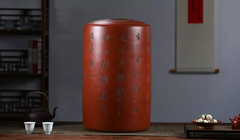 Bình ủ trà Phổ Nhĩ bằng đất nung tử sa dung tích lớn chống ẩm.