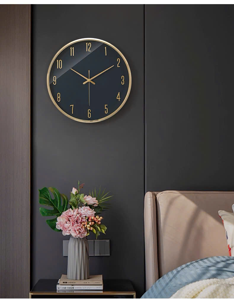 Đồng hồ treo tường kim trôi tĩnh âm phong cách tối giản hiện đại cho chung cư.