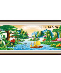 Tranh đính đá phong cảnh tùng nghênh khách s8161