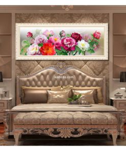 Tranh gắn đá hoa mẫu đơn S8008 loài hoa gắn liền với phú quý và giầu sang
