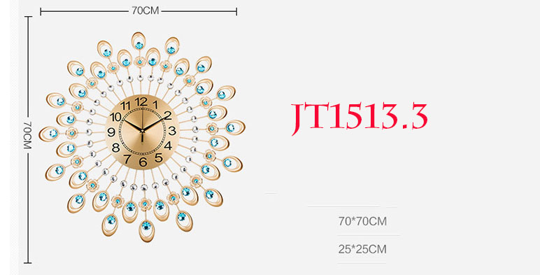 Đồng hồ trang trí Công xòe ngũ sắc JT1513