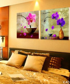 Tranh ghép gỗ treo tường Hoa Lan Bướm TG9101