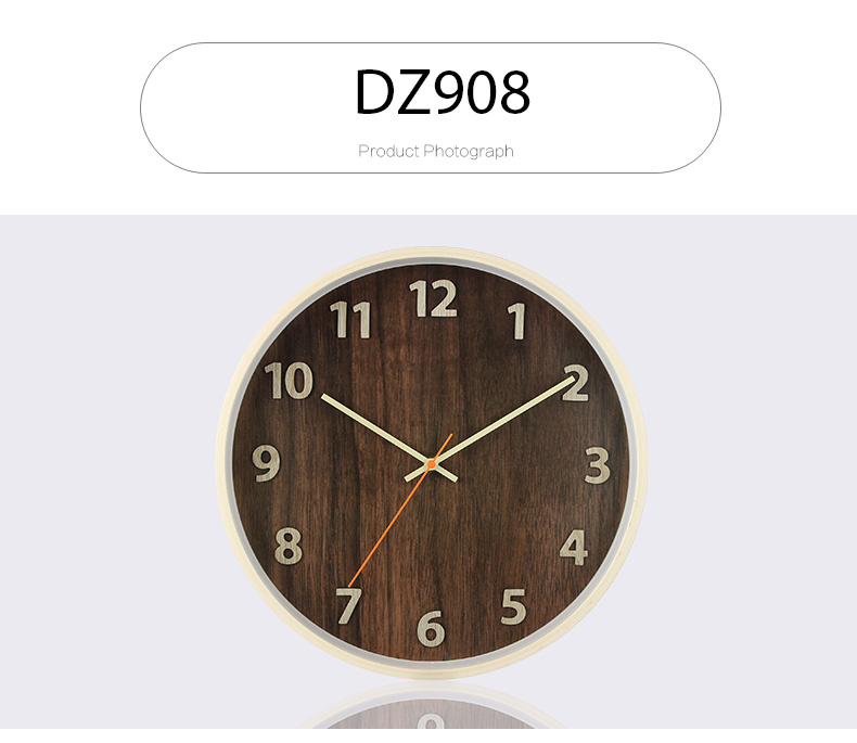 Đồng hồ treo tường vân gỗ số nổi hiện đại DZ908
