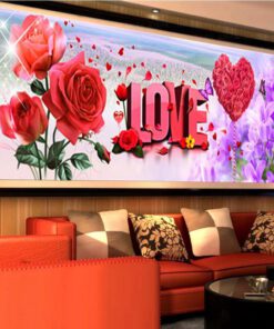 Tranh dinh da AB tình yêu tươi đẹp gắn đá 100%  M7016Kich Thuoc80*32