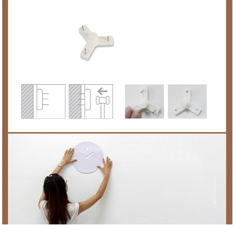 Với móc treo 3 chân chắc chắn tạo thế chân vạc giúp đồng hồ của bạn được cố định chắc trắn trên tường văn phòng làm việc