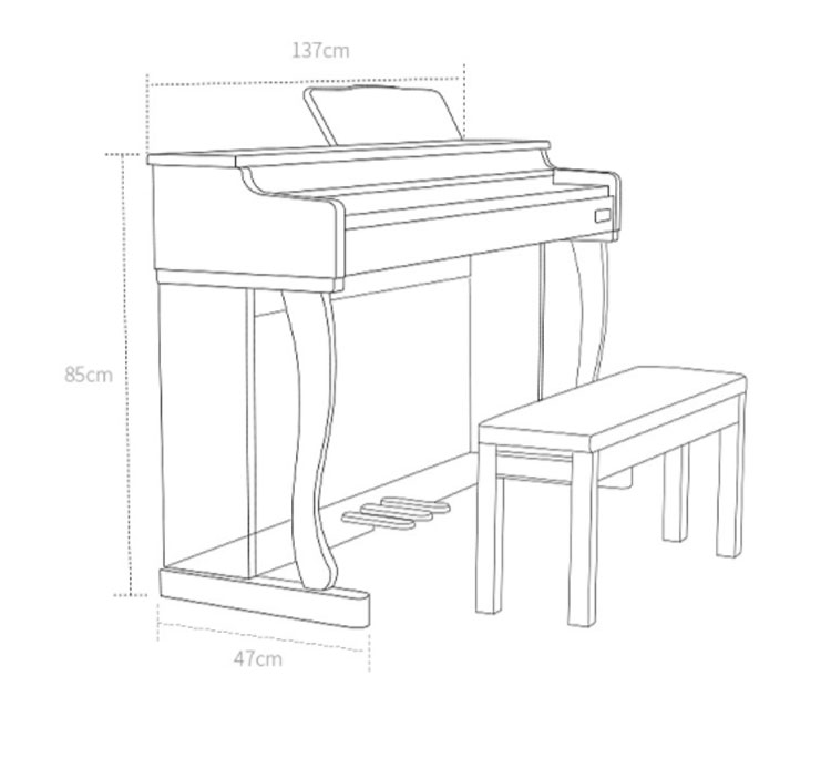 Thông số kích thước đàn piano điện KL818
