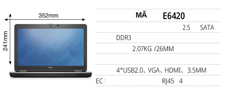 Laptop doanh nhân Dell E6420 14 inch Core i5 màn hình lớn, Ram DDR3 Nhanh