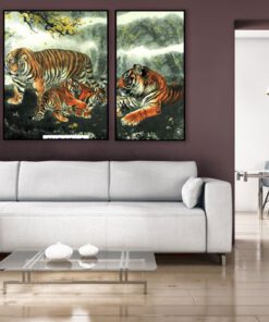 Bộ 3 tranh gỗ KTG-05 Hổ quây quần