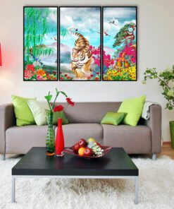 Bộ 3 tranh gỗ KTG-03 Hổ chào xuân