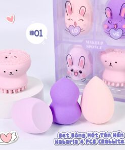 Set 4 Bông Mút Trang Điểm Habaria (Có Bạch Tuộc Rửa Mặt) (Thùng 60)