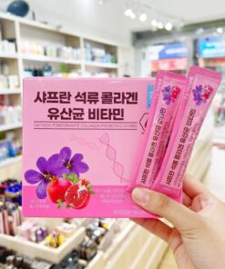 Collagen Lựu Hoa Nghệ Tây SAFFRON POMEGRANATE COLLAGEN PREBIOTICS VITAMIN ( Thùng 90 Hộp)