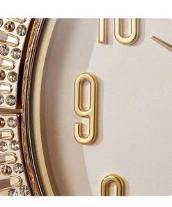 Đặt mua đồng hồ treo tường mặt trời luxury mạ vàng. Thiết kế đính đá cao cấp giúp nâng tầm phòng khách