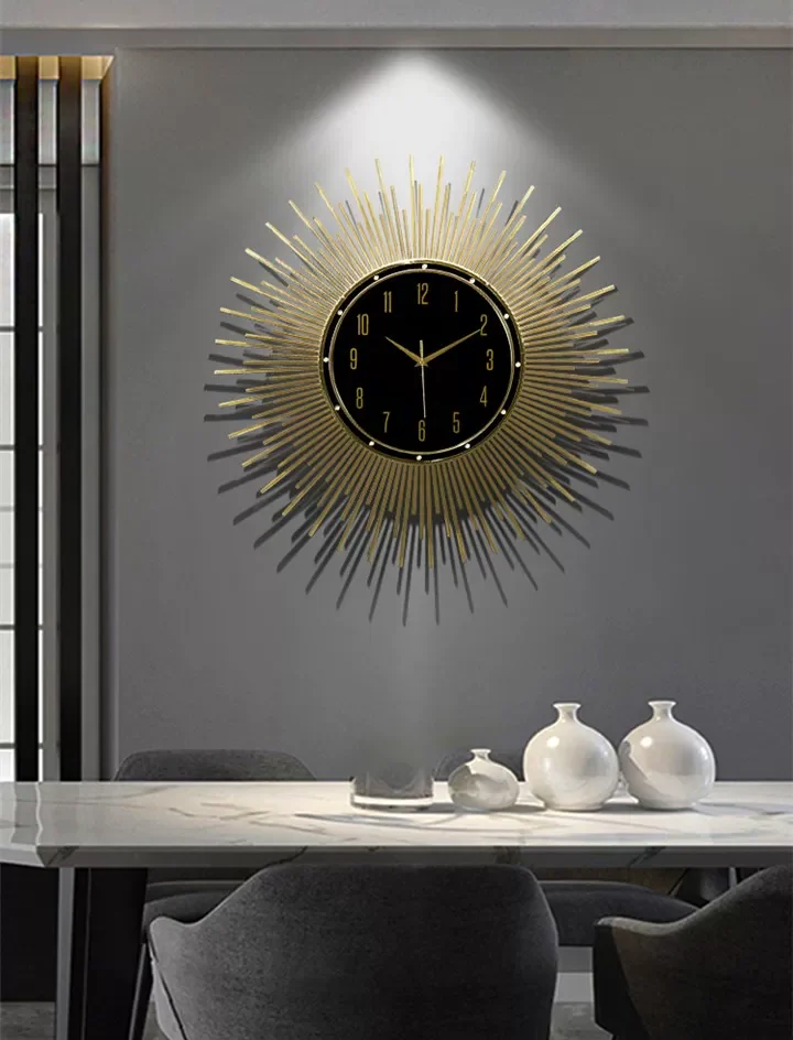 dong-ho-treo-tuong-tia-sang-mat-troi-ma-vang Đặt mua đồng hồ treo tường tia sáng mặt trời luxury mạ vàng. Decor trang trí phòng khách đẳng cấp
