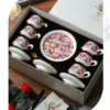Mua bộ tách trà sứ điền pháp cao cấp Huamisenlin phong cách châu Âu lãng mạn, sang trọng decor phòng khách