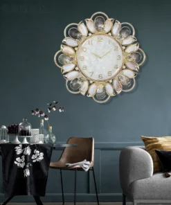 Mua đồng hồ treo tường khảm trai tự nhiên cao cấp Kadoza decor phòng khách luxury.